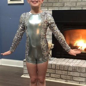 Silver metallic and sequined costume